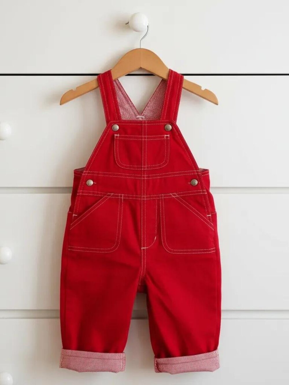 Vintage Gap Red Striped Lined Overalls size 3-6 Months